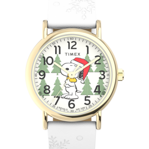 Peanuts x Timex Weekender Holiday 38mm Leather Strap Watch