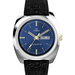 Q Timex 1978 Day/Date 37.5mm Leather Strap Watch