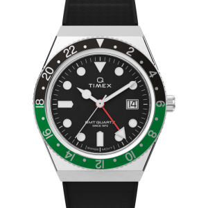 Q Timex GMT 38mm Synthetic Rubber Strap Watch
