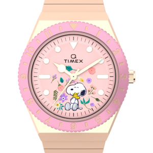 Peanuts Q Timex In Bloom 36mm Stainless Steel Expansion Band Watch