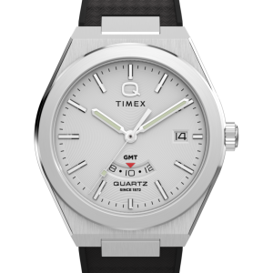 Q Timex Continental GMT 39mm Synthetic Rubber Strap Watch