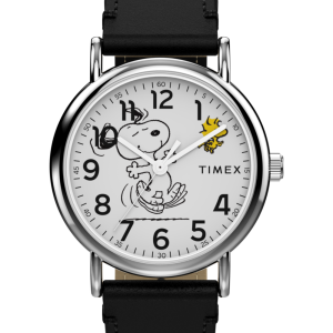 Peanuts x Timex Weekender Snoopy Dancing 38mm Leather Strap Watch