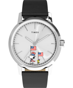 Peanuts  x Timex Marlin  Automatic Americana 40mm Leather Strap Watch