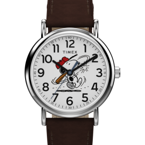 Peanuts  x Timex Weekender Baseball 38mm Leather Strap Watch