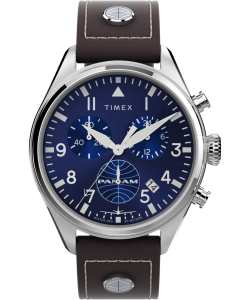 Pan Am x Timex Chronograph 42mm Leather Strap Watch